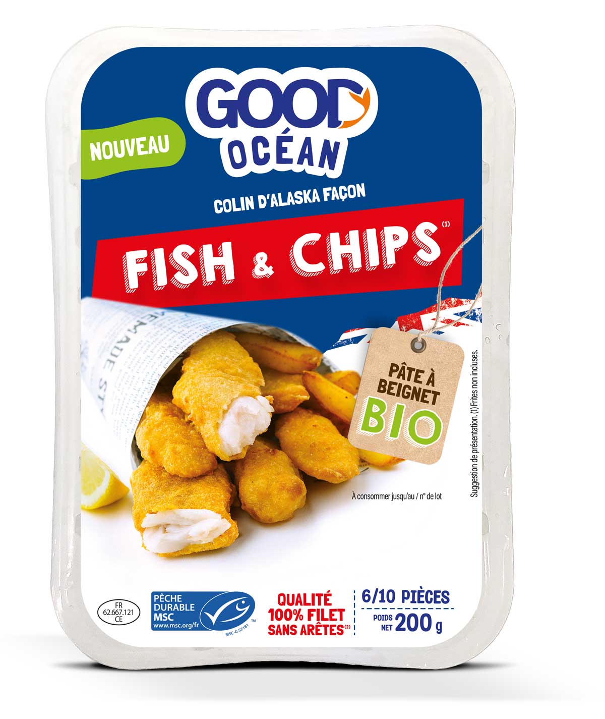 Packaging Fish & Chips Good Océan BIO -10 à 12 pièces 200 g - 2024