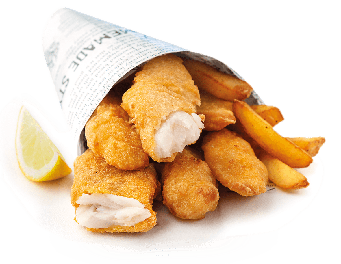 Fish & chips avec frites dans un journal