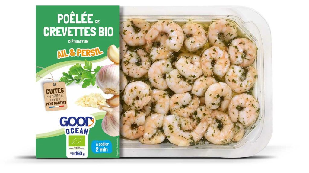 Packaging Poêlée de crevettes bio ail et persil Good Océan BIO-150 g - 2024