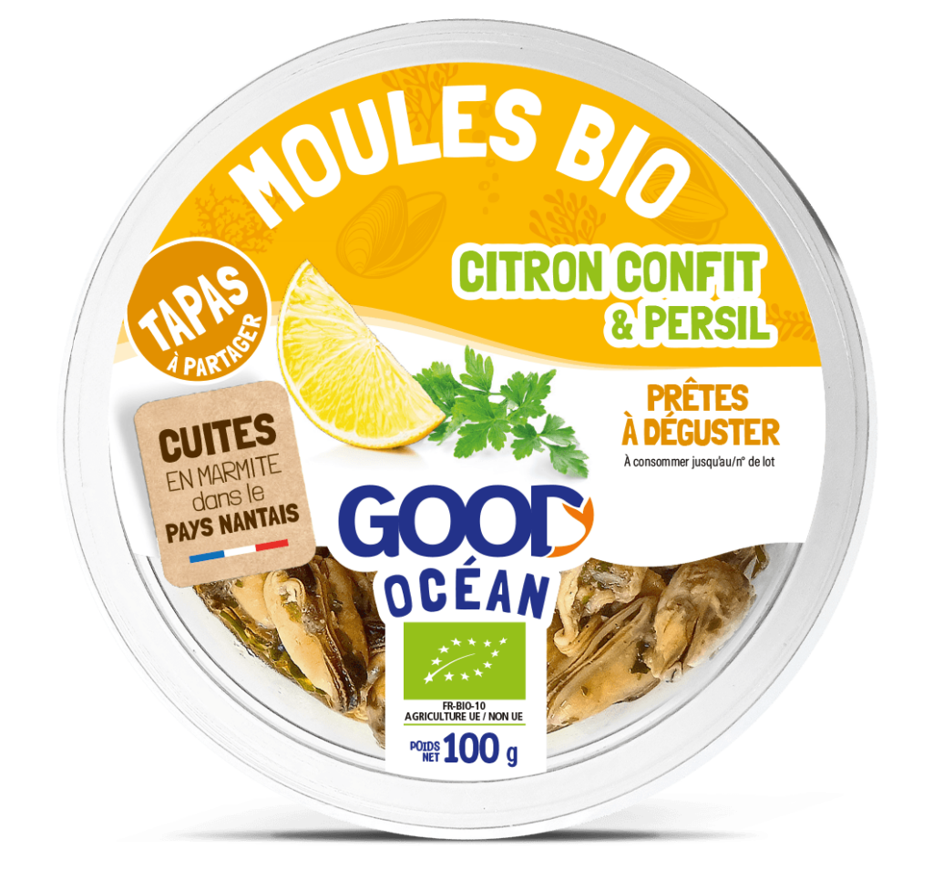 Packaging Tapas - Moules bio citron confit et persil Good Océan -BIO-100 g - 2025