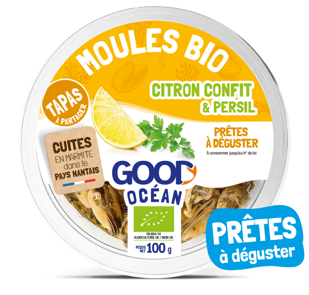 Packaging Tapas - Moules bio citron confit et persil Good Océan -BIO-100 g - 2025