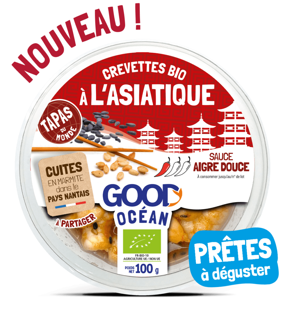 Packaging Tapas du MONDE L'ASIATIQUE - Crevettes bio sauce aigre douce Good Océan -BIO-100 g - 2025